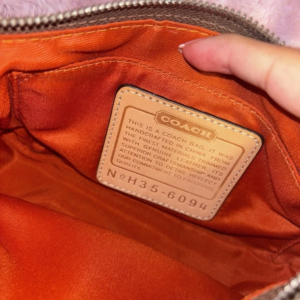 Vintage Coach  Signature Demi Mini Bag Tan Canvas Leather Y2K Shoulder Bag Brown - Picture 4 of 4